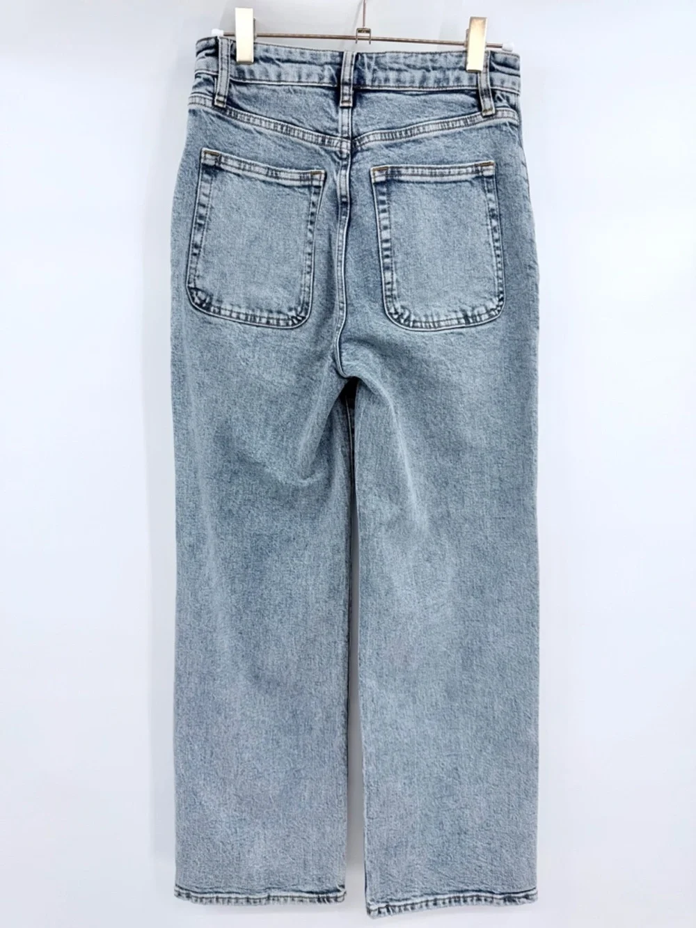 FRAME The Modern Pocket Wide High Rise Straight Leg Jean Charge Acid Wash
